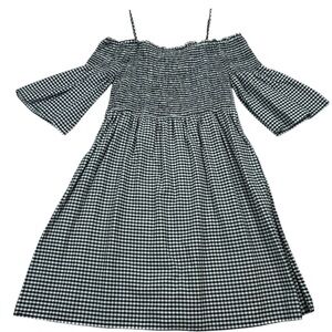 Cottagecore Coquette Girl Magnolia Skye Black and White Gingham Smocked Dress.